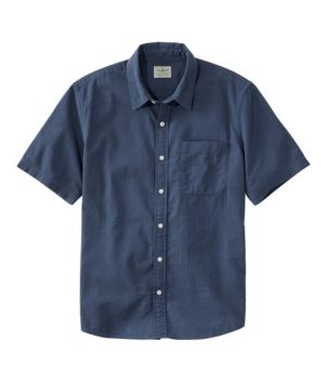 Men's Organic Seersucker Shirt, Short-Sleeve, Slightly Fitted, Stripe