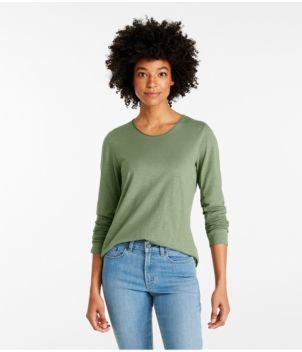 Women's Organic Cotton Tee, Crewneck Long-Sleeve