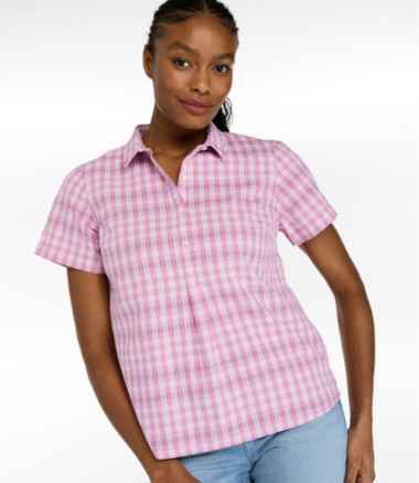 Women's Vacationland Seersucker Shirt, Short-Sleeve Popover Plaid