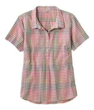 Women's Vacationland Seersucker Shirt, Short-Sleeve Popover Plaid