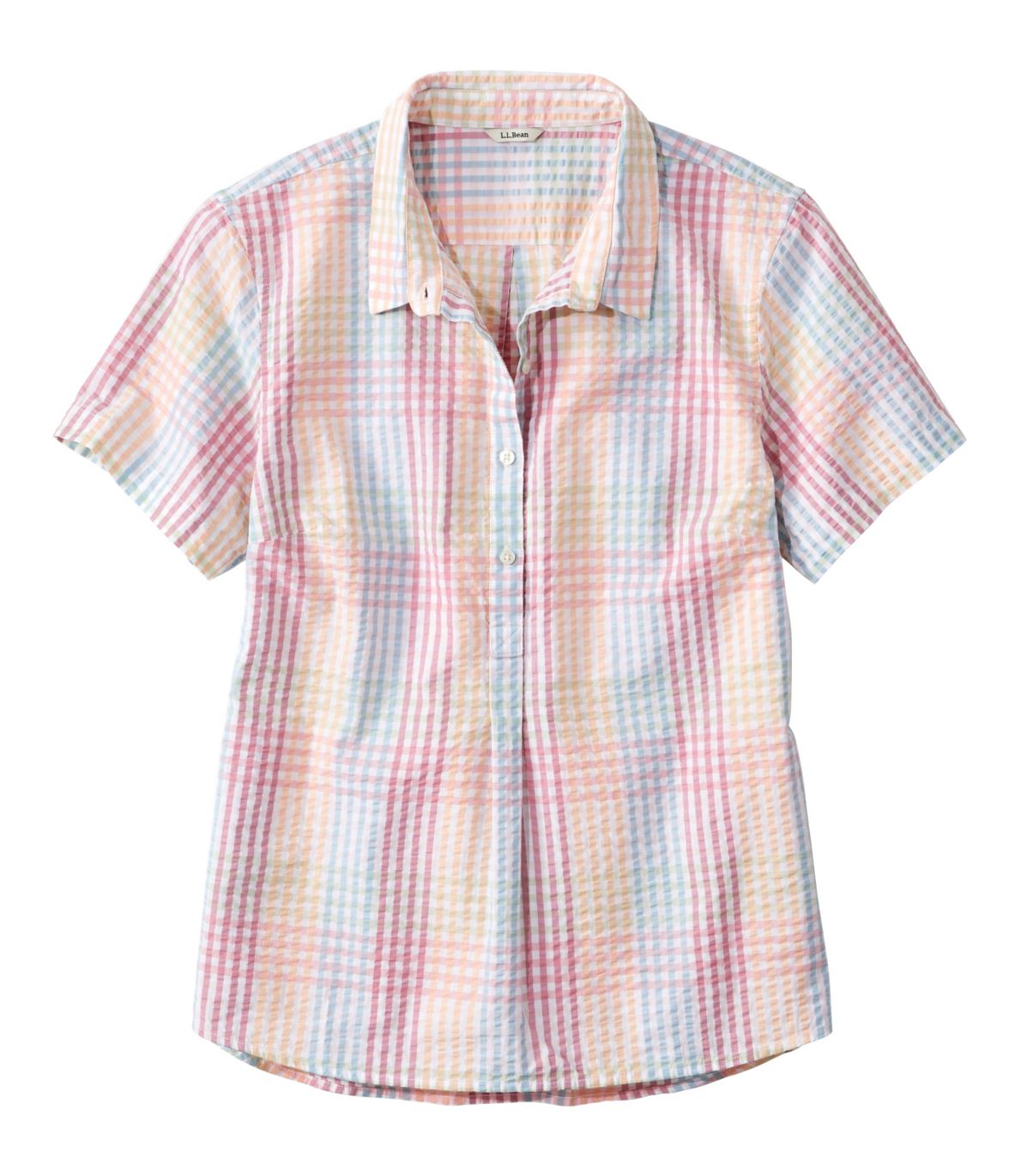 Women's Vacationland Seersucker Shirt, Short-Sleeve Popover Plaid