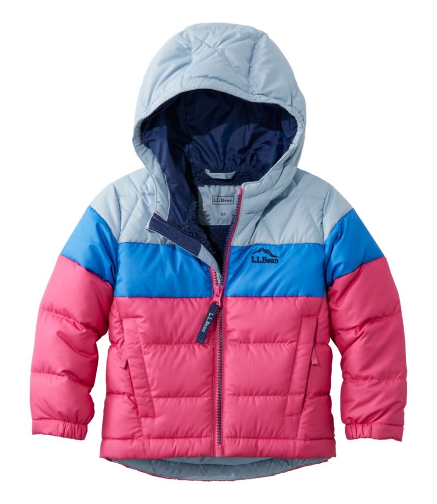 Infants' and Toddlers' Bean's Down Jacket, Colorblock, Pink Berry, small image number 1