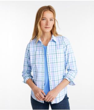 Women's Vacationland Seersucker Shirt, Long-Sleeve Plaid