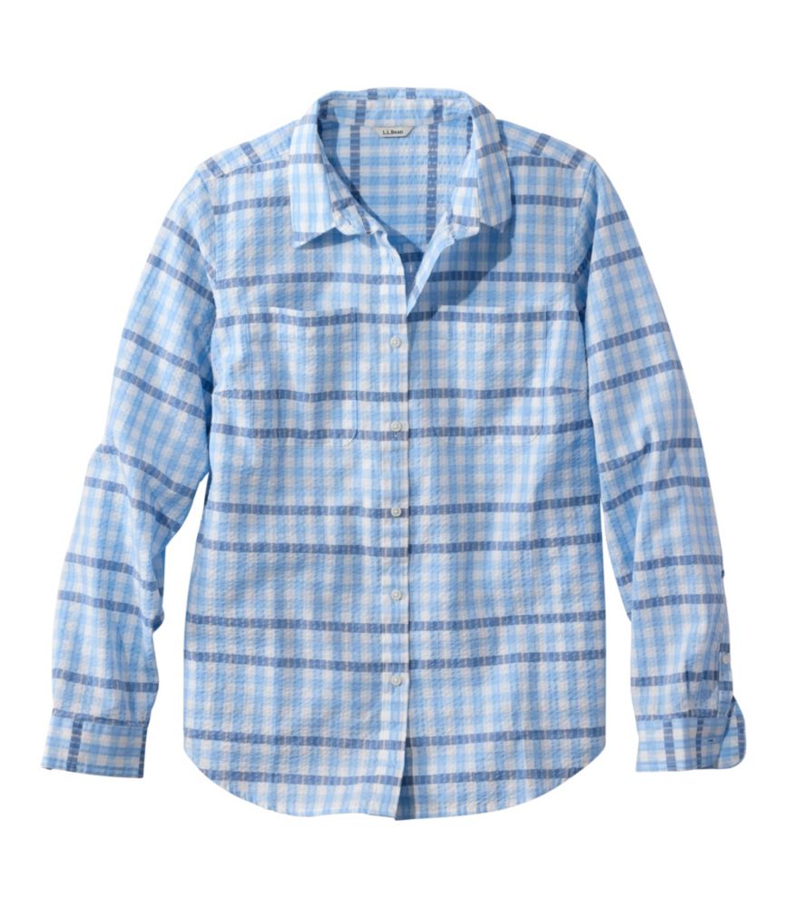 Women's Vacationland Seersucker Shirt, Long-Sleeve Plaid
