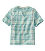 Women's Textured Linen/Cotton Shirt, Short-Sleeve Plaid