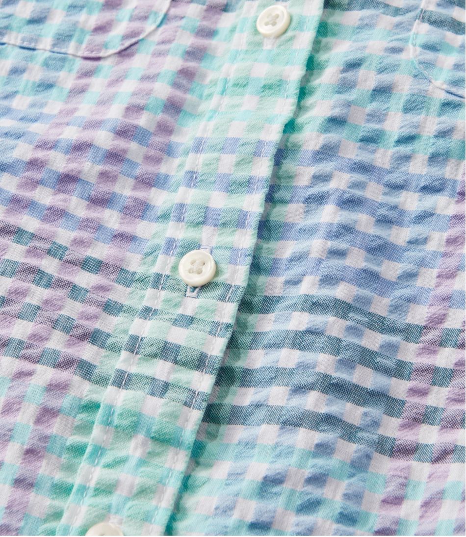 Women's Vacationland Seersucker Shirt, Long-Sleeve Plaid