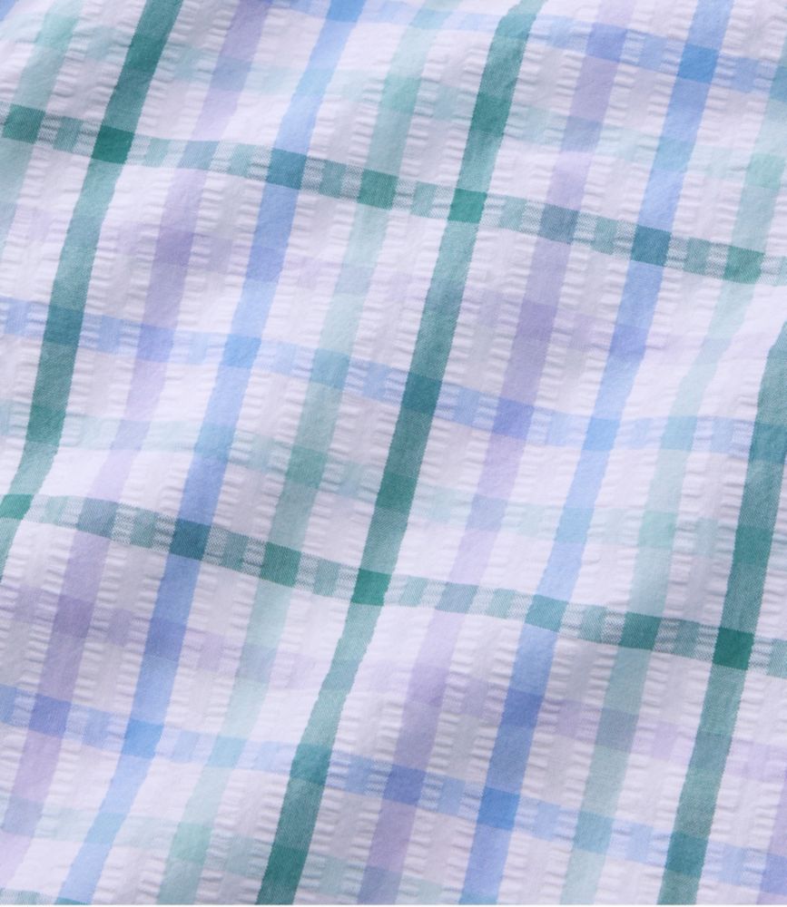 Women's Vacationland Seersucker Shirt, Long-Sleeve Plaid, Flag Blue Plaid, small image number 5