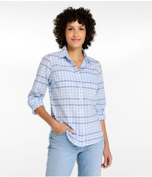 Women's Vacationland Seersucker Shirt, Long-Sleeve Plaid