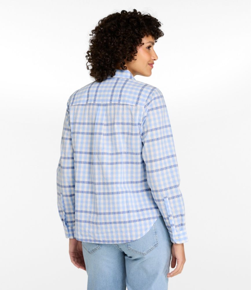 Women's Vacationland Seersucker Shirt, Long-Sleeve Plaid