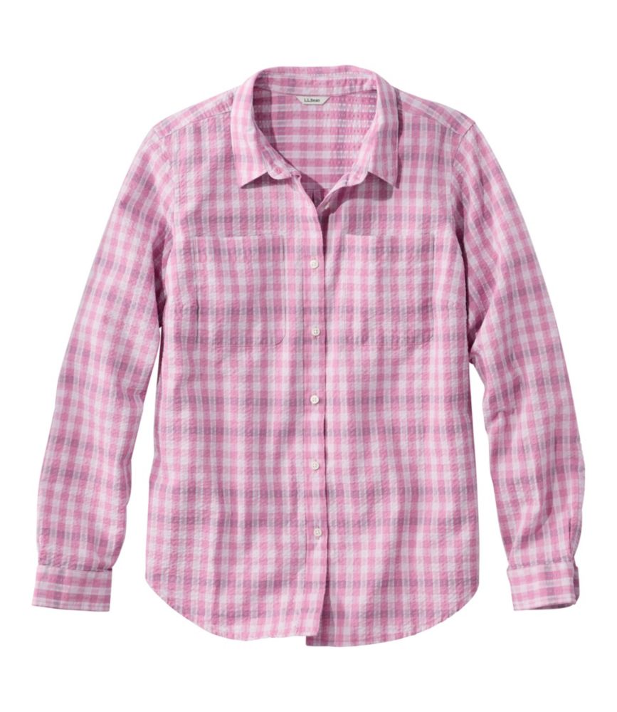 Women's Vacationland Seersucker Shirt, Long-Sleeve Plaid