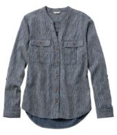 Women's Soft Organic Cotton Crinkle Shirt, Roll-Tab Print at L.L. Bean