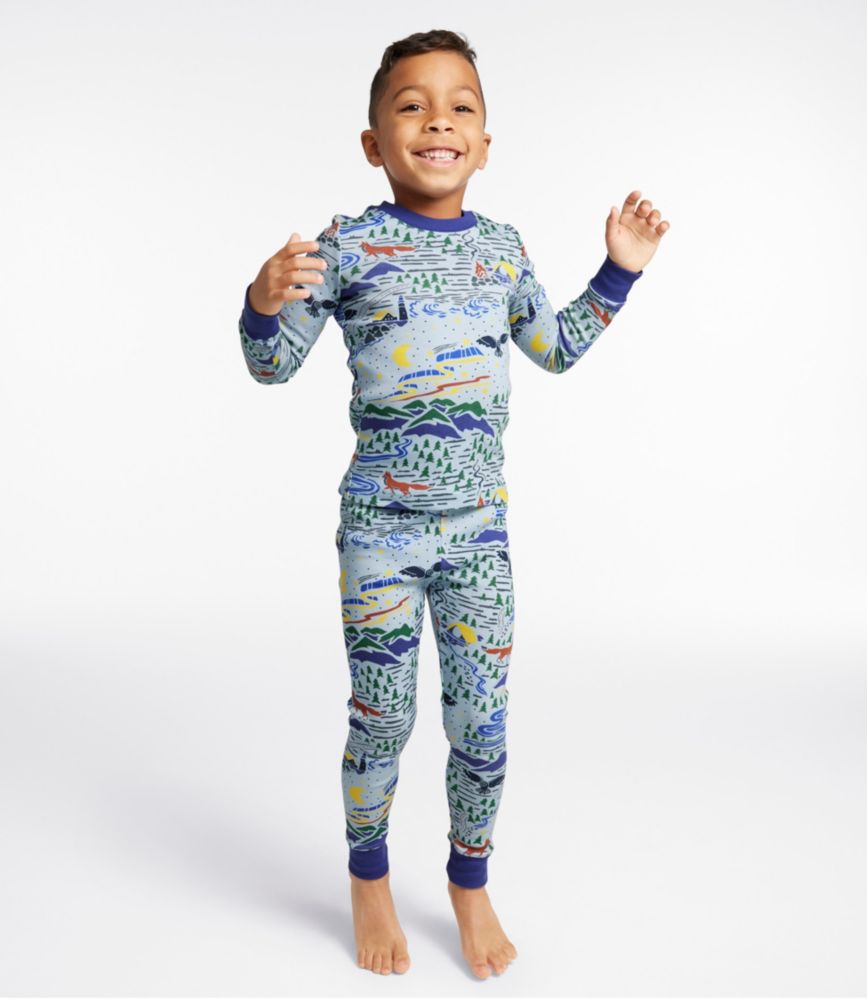 Kids' Organic Cotton Fitted Pajamas, Silver Birch L.L.Bean Outdoors, small image number 2