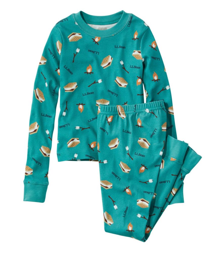 Kids' Organic Cotton Fitted Pajamas, Blue-Green S'mores, small image number 1