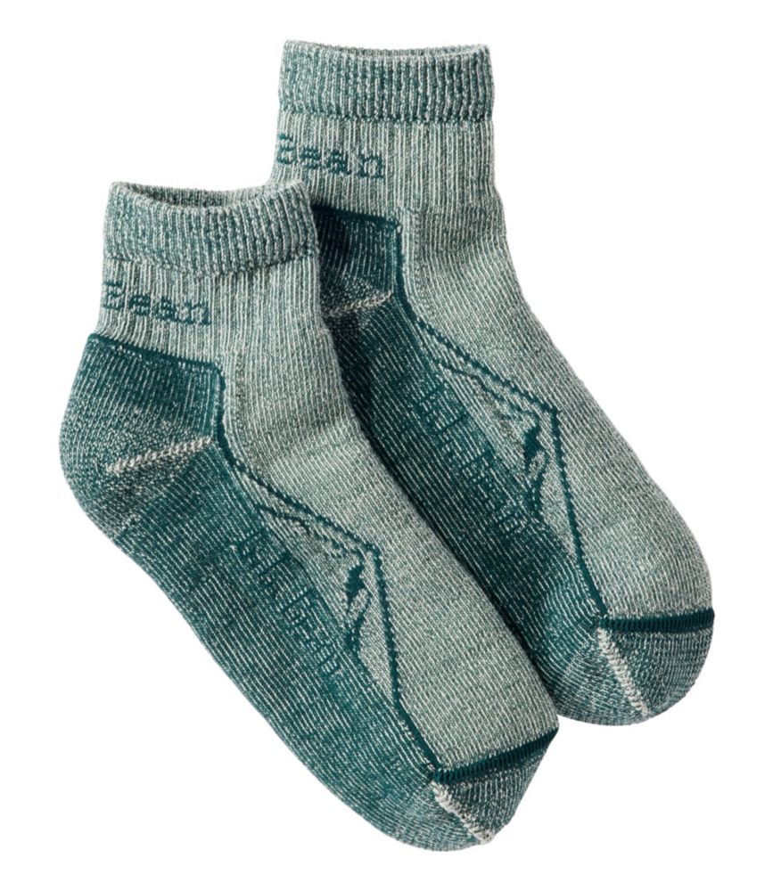 Adults' Cresta Wool Midweight Hiking Socks, Quarter-Crew, Deep Spruce, small image number 1