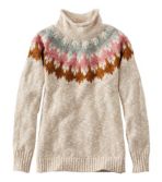 Women's Cotton Ragg Sweater, Funnelneck Pullover Fair Isle