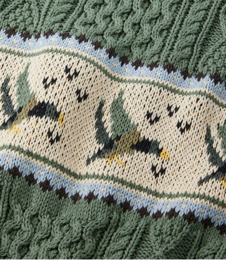 Men's Signature Cotton Fisherman Sweater, Crewneck, Fair Isle, Light Mocha Fair Isle, small image number 5