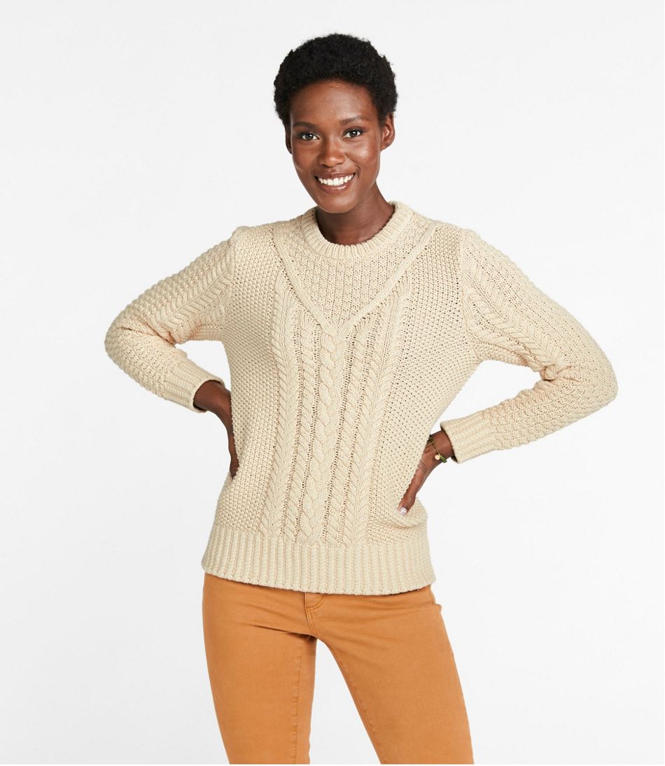 Women's Signature Cotton Fisherman Sweater, Pullover | Sweaters at 