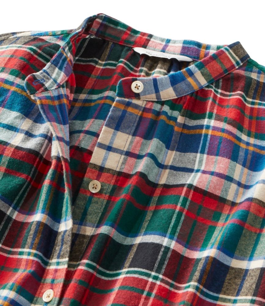 women's collarless flannel shirts