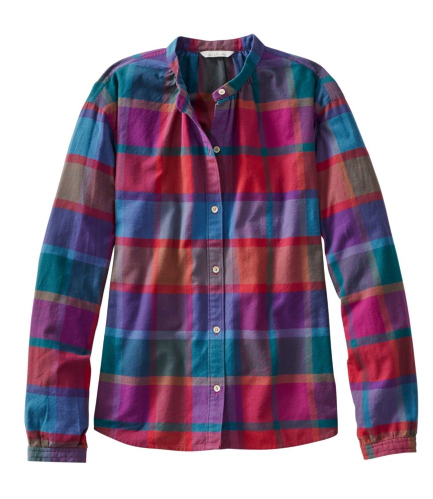Women's Signature Lightweight Flannel Shirt, Collarless Shirts & Tops