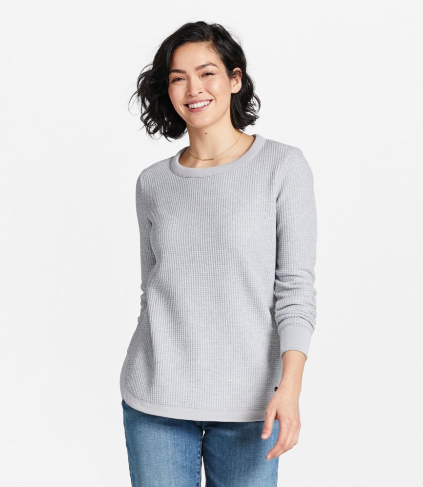 Women's Signature Brushed-Back Waffle Boatneck, Saddle, small image number 2