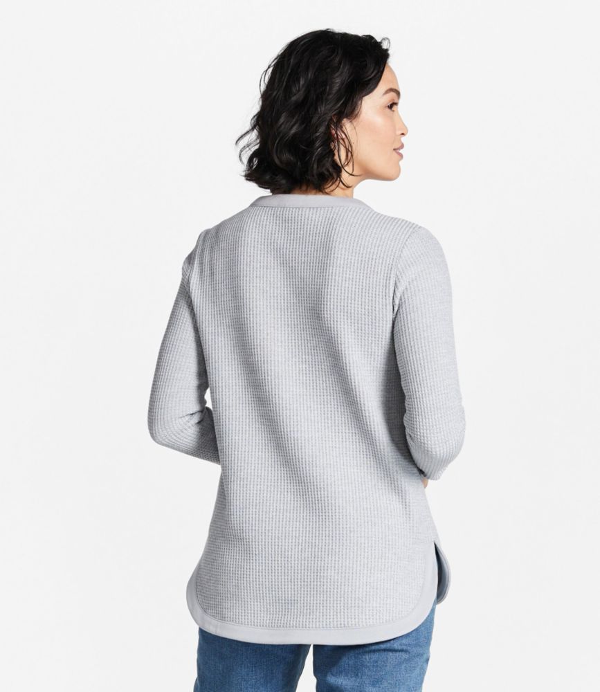 Women's Signature Brushed-Back Waffle Boatneck, Saddle, small image number 3