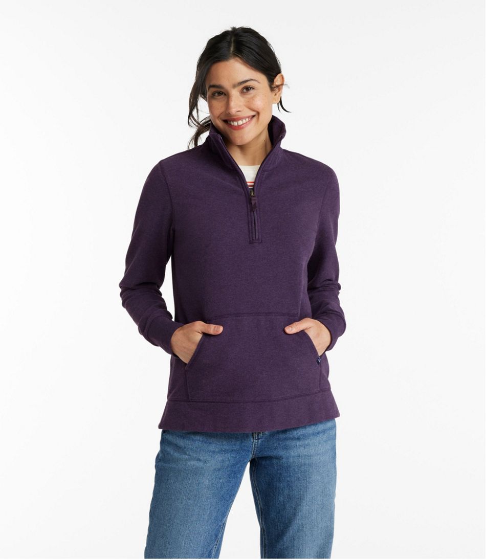 Women's Ultrasoft Sweats, Quarter-Zip Pullover Classic Navy Large, Cotton | L.L.Bean
