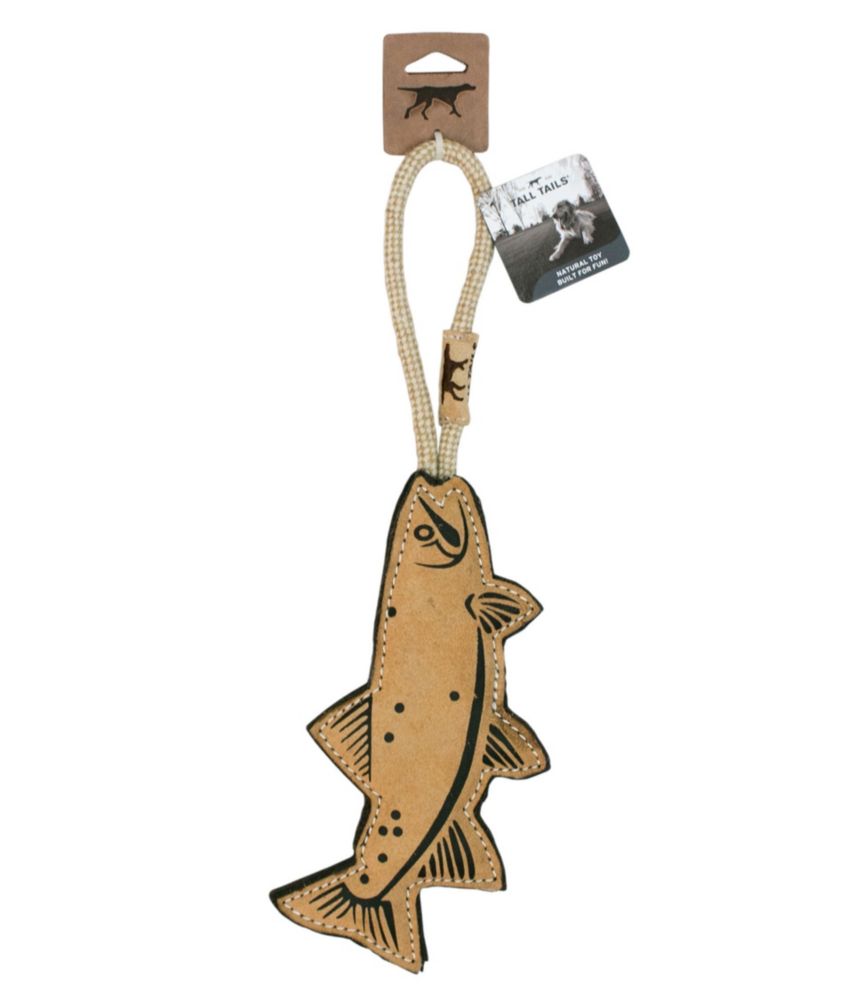 Natural Leather and Wool Fish Dog Tug Toy