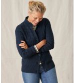 Women's Double L Mixed-Cable Sweater, Button-Front Cardigan