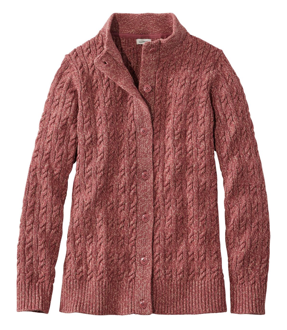 Women's Double L Mixed-Cable Sweater, Button-Front Cardigan
