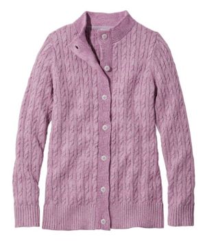 Women's Double L Mixed-Cable Sweater, Button-Front Cardigan