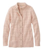 Women's Double L Mixed-Cable Sweater, Button-Front Cardigan