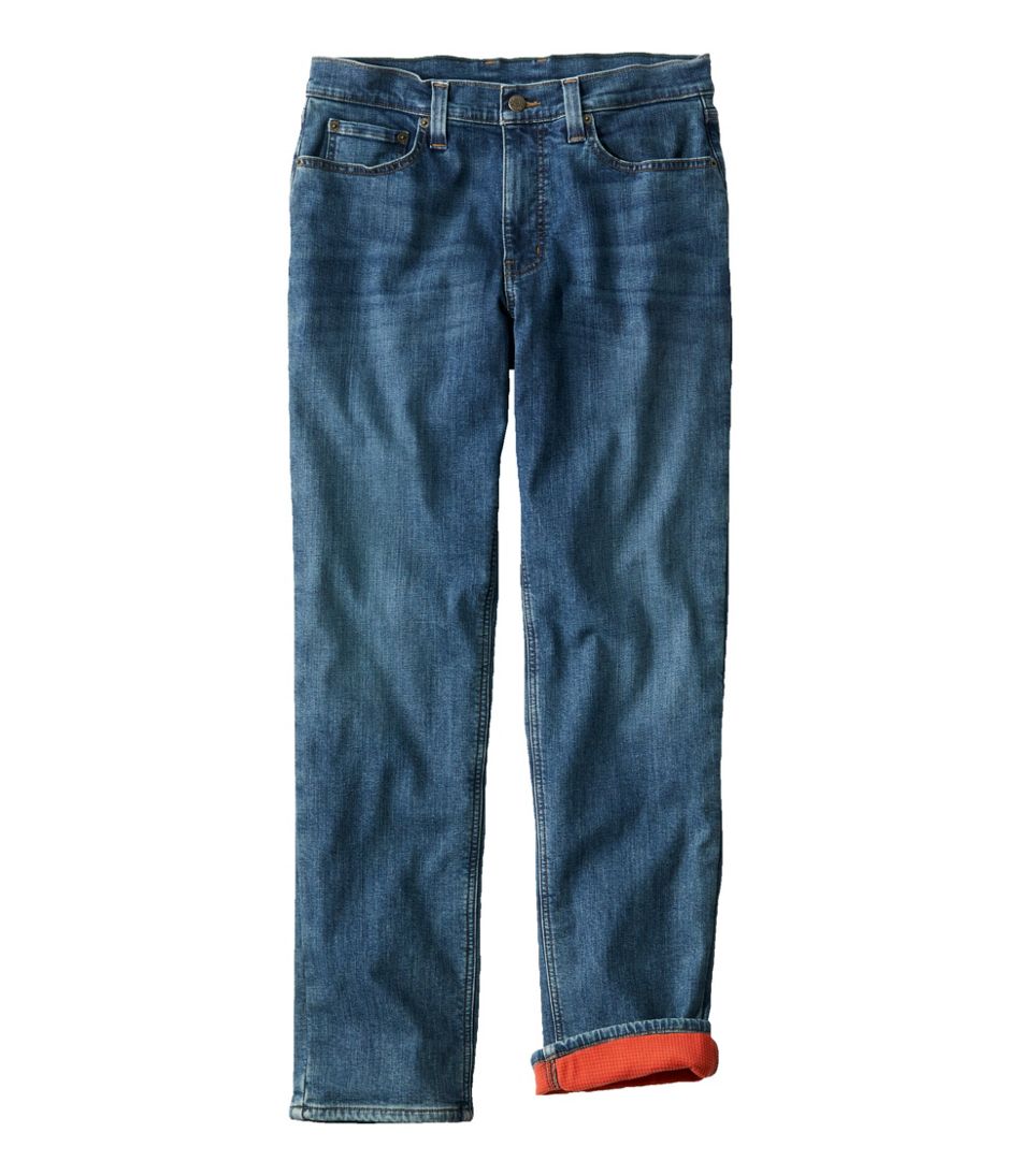 IDEALSANXUN Fleece Lined Jeans Mens Elastic Waist Thicken Warm