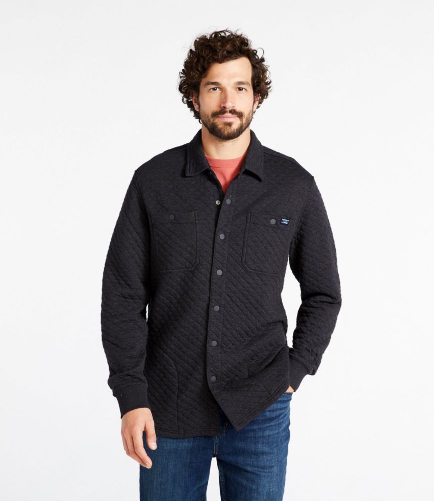 Men's Quilted Sweatshirts, Snap Overshirt, Classic Navy, small image number 2