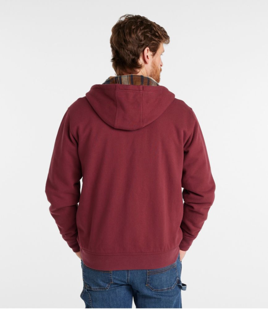 Men's Katahdin Iron Works® Hooded Sweatshirt, Flannel-Lined, Burgundy/Saddle, small image number 3