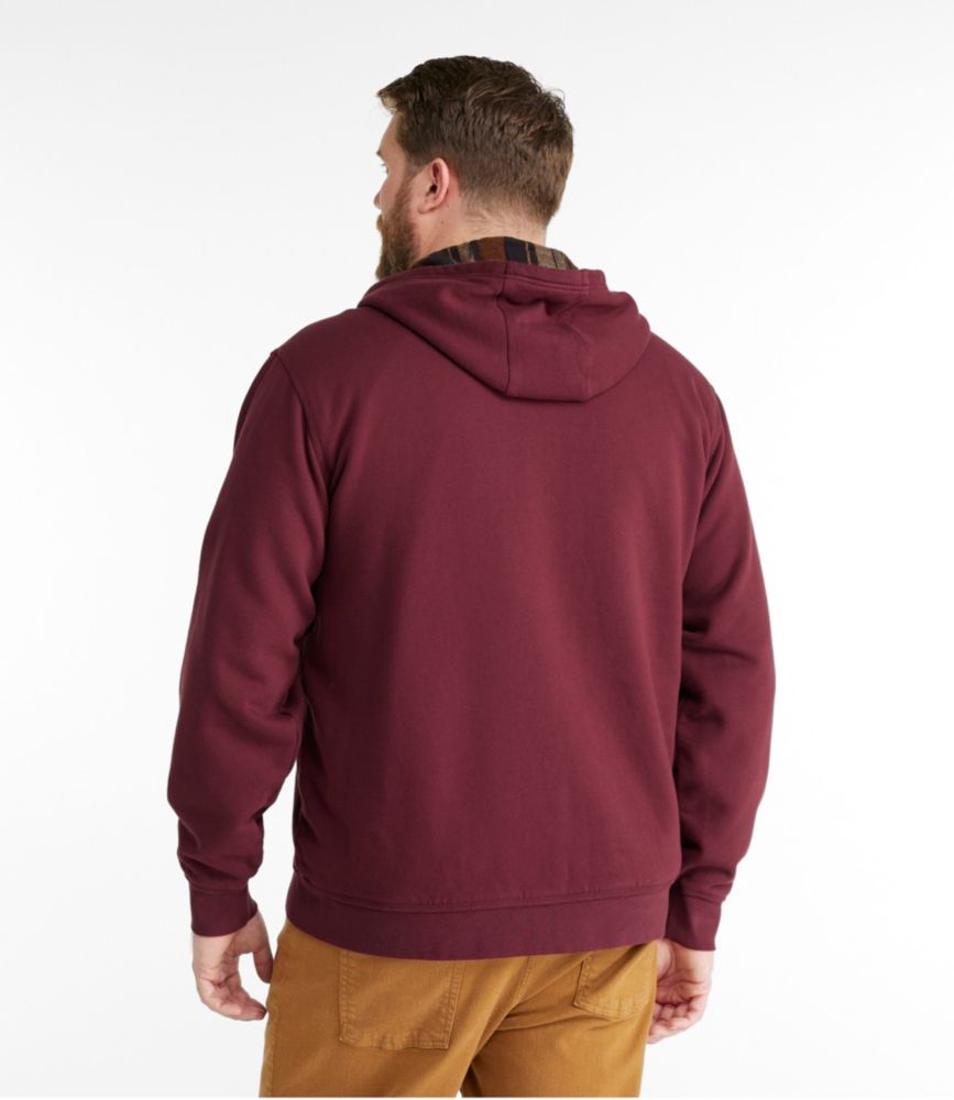 Men's Katahdin Iron Works® Hooded Sweatshirt, Flannel-Lined, Burgundy/Saddle, small image number 5