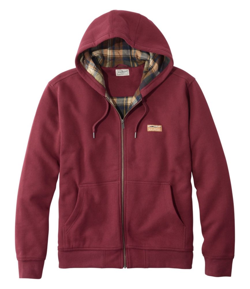 Men's Katahdin Iron Works® Hooded Sweatshirt, Flannel-Lined, Burgundy/Saddle, small image number 1