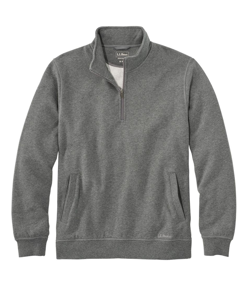 Men's Athletic Sweats, Quarter-Zip Pullover Charcoal Heather Small, Cotton | L.L.Bean
