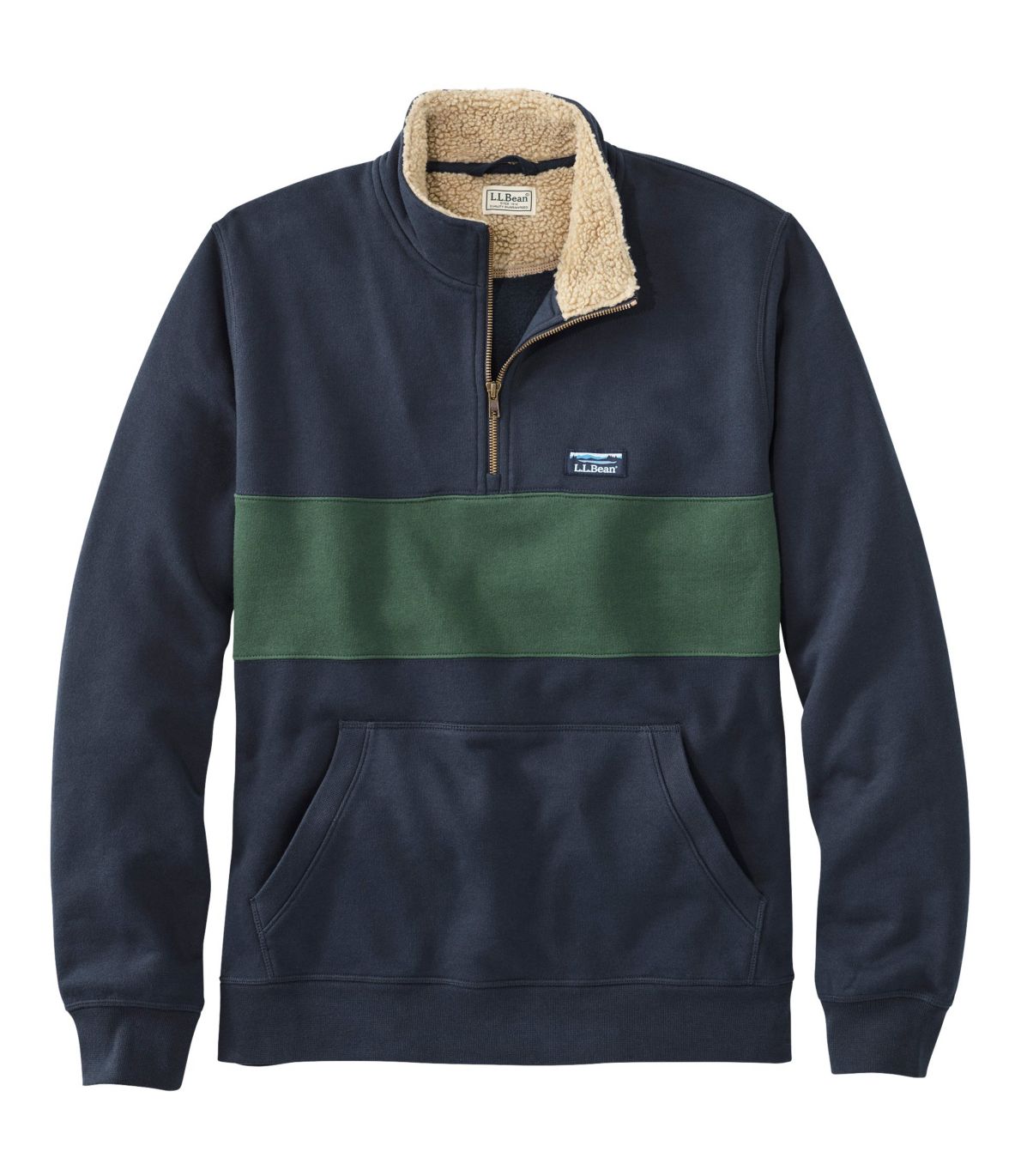 Men's Sherpa Collar Quarter-Zip Sweatshirt, Colorblock