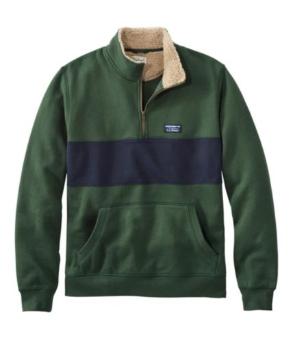 Men's Sherpa Collar Quarter-Zip Sweatshirt, Colorblock | Sweatshirts u0026  Fleece at L.L.Bean