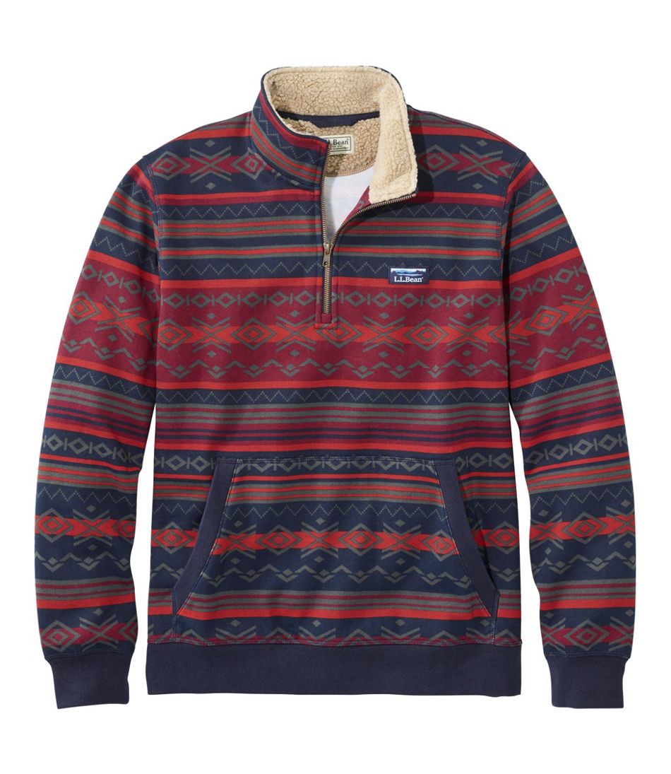 Men's Sherpa Collar Quarter-Zip Sweatshirt, Print | Sweatshirts ...