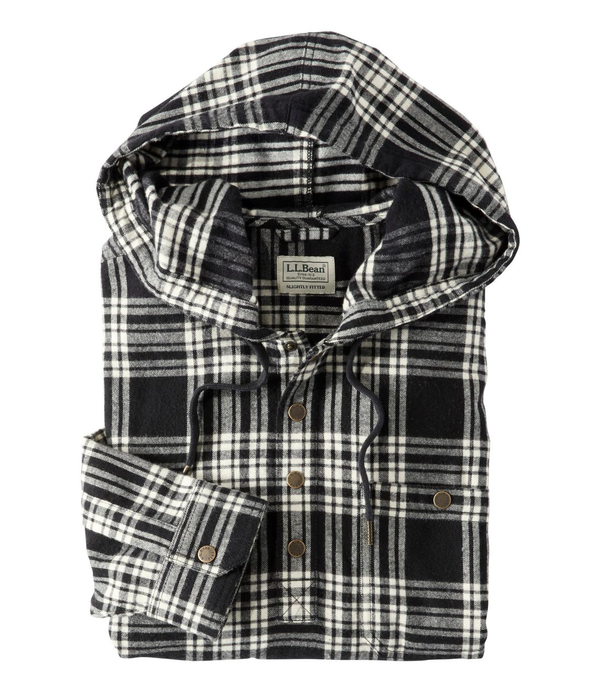 Men's Scotch Plaid Flannel Shirt, Hooded Pullover, Slightly Fitted