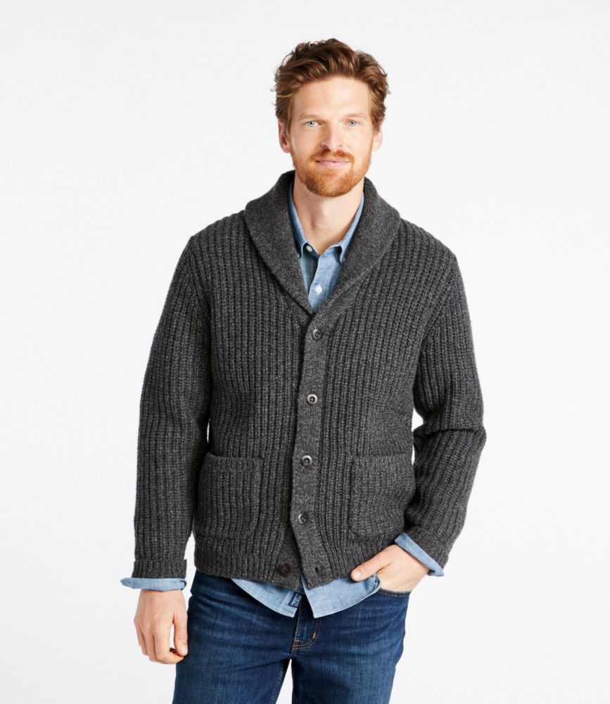 Men's L.L.Bean Classic Ragg Wool Sweaters, Cardigan, Charcoal, small image number 2