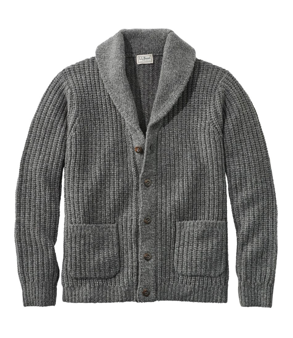 Men's L.L.Bean Classic Ragg Wool Sweater, Full-Zip Flannel-Lined Nautical Navy Xxxl, Lambswool Wool