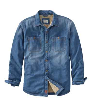 Mens fleece lined store denim shirt jacket