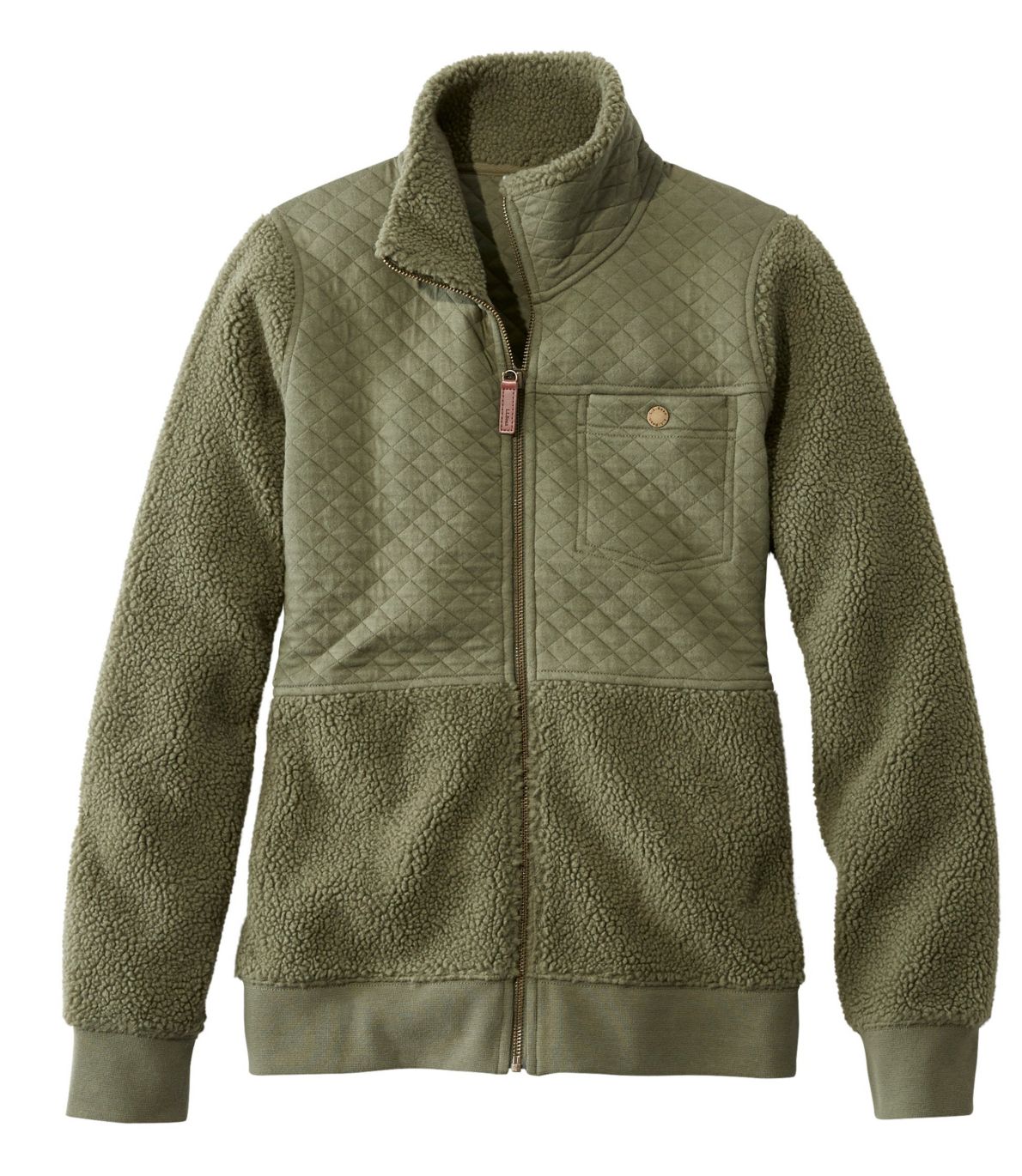 Women's Quilted Sweatshirt, Mixed Media Full-Zip at L.L. Bean