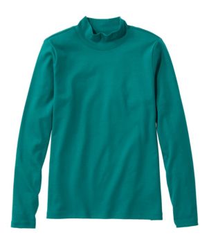 Women's Pima Cotton Tee, Long-Sleeve Mockneck