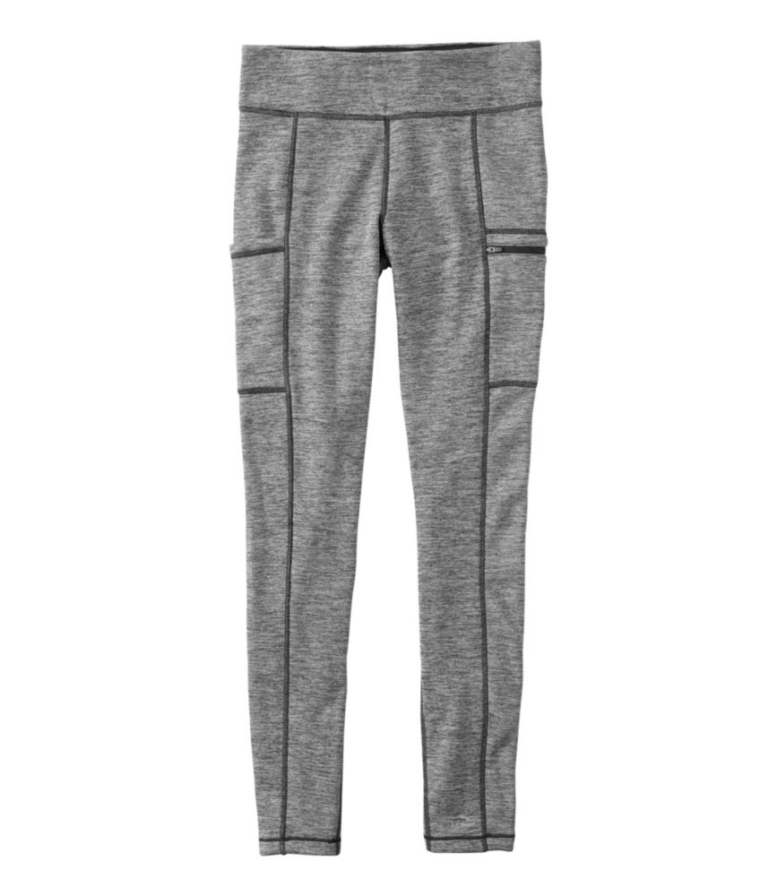 Women's PrimaLoft ThermaStretch Fleece Pocket Tights, Mid-Rise, Gray Heather Strie, small image number 1