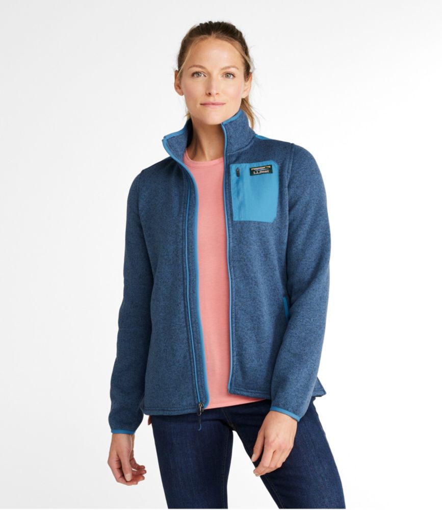 Women's L.L.Bean Sweater Fleece Full-Zip Overlay Jacket, Mallard Blue, small image number 2