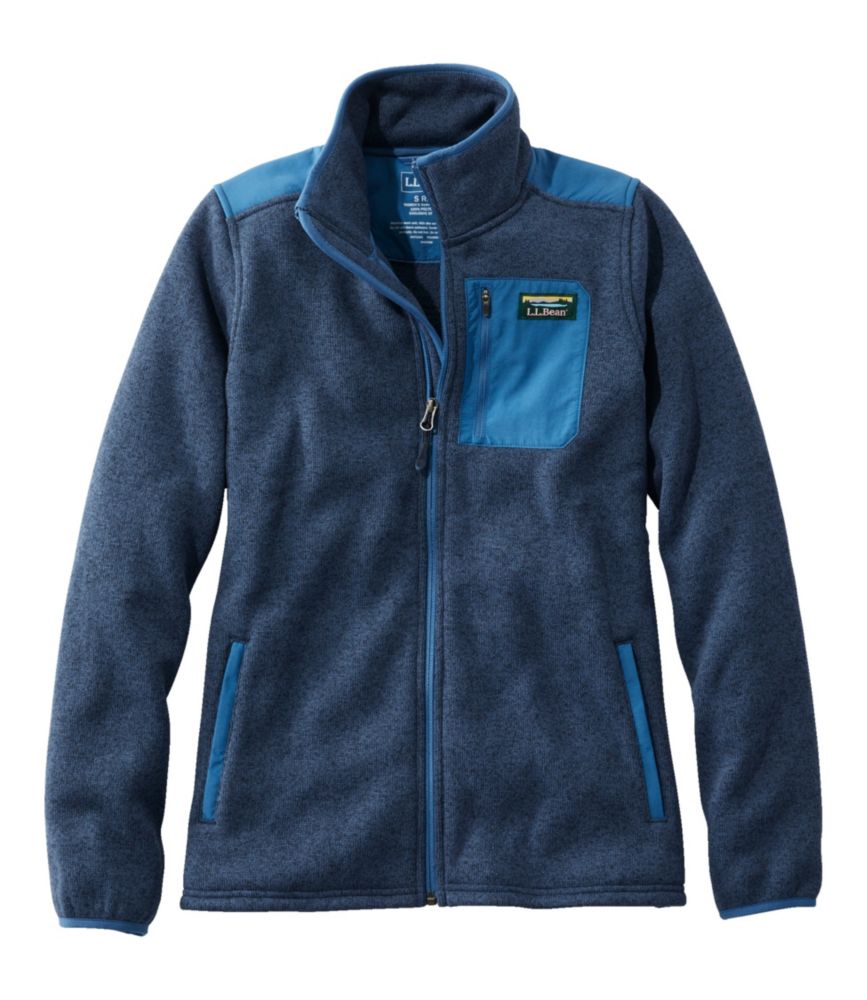 Women's L.L.Bean Sweater Fleece Full-Zip Overlay Jacket, Mallard Blue, small image number 1