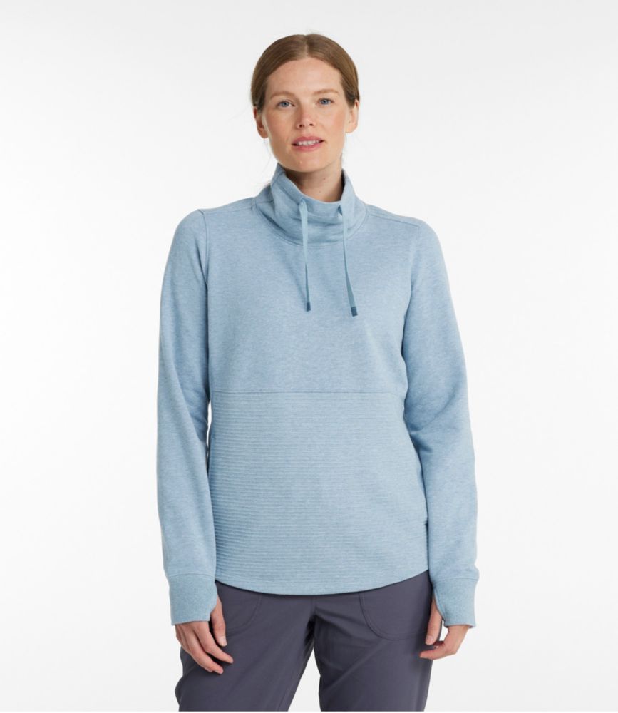 Women's L.L.Bean Cozy Mixed-Knit Pullover, Cadet Blue Heather, small image number 2